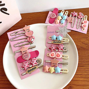 <b>Star</b> Hair <b>Clips</b> For Women Side <b>Clip</b> 6 Cm Heart <b>Star</b> Rhinestone Glitter Letter Daily Use High Quality Hair Accessory Set - Product Image 3