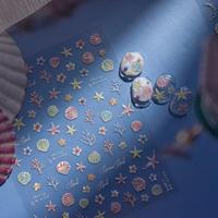 Autocollants 3D irisés pour ongles en coquille-Modèles de mélange assortis, décalcomanies virales Instagram pour ongles (imperméables, faciles à appliquer)