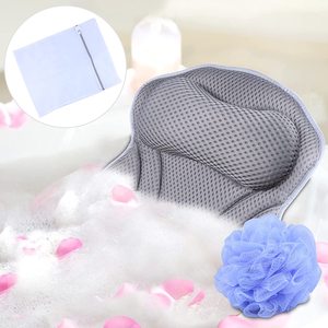 Bath Pillow Bathtub Pillow,Spa Bath Pillows for Tub Neck and Back Support, 4D Air Mesh Hot Tub Pillow with 6 Strong Suction Cups