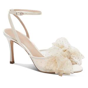 Verano lindo <span class=keywords><strong>mujer</strong></span> pajarita flores tacones Slingback punta abierta malla alto tacón de aguja sandalias de boda <span class=keywords><strong>zapatos</strong></span> de novia - Product Image 1