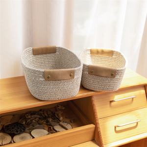 Grands paniers à <span class=keywords><strong>linge</strong></span> pliables en corde de coton naturel blanc pour le rangement des organisateurs de bébé <span class=keywords><strong>panier</strong></span> tissé de rangement - Product Image 1