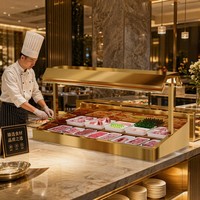 Comptoir de présentation réfrigéré pour viande fraîche, couleur or, pour buffet, table à glace, équipement hôtelier et de restauration