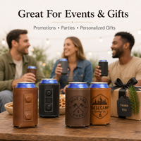Manchons isothermes magnétiques en similicuir laserable 12oz à contraste élevé, vierges, pour canettes de bière, personnalisables avec logo, vente en gros, cadeaux pour les invités de mariage
