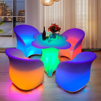 Table basse en forme de fleur avec éclairage LED pour meubles d'extérieur imperméables, 16 couleurs