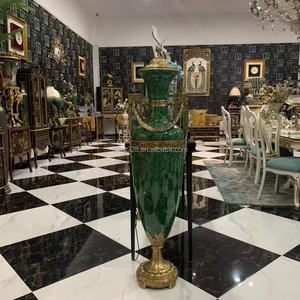 <span class=keywords><strong>Vase</strong></span> <span class=keywords><strong>de</strong></span> sol vert en porcelaine 100% artisanale <span class=keywords><strong>de</strong></span> style traditionnel chinois pour le hall d'hôtel, avec paysage peint à la main pour la décoration du salon - Product Image 2