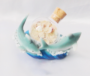 Estatuilla de botella de arena de tiburón de resina de isla del océano personalizada de fábrica con botella de Arte de arena de vidrio para Bahamas <span class=keywords><strong>Tenerife</strong></span> regalo de recuerdo - Product Image 2