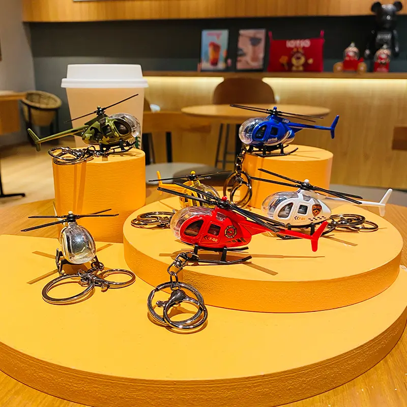 New Children Helicopter Toy Alloy Airplane Model Military Ornaments Boy Toy Taxiing Simulation Helicopter Gift keychain