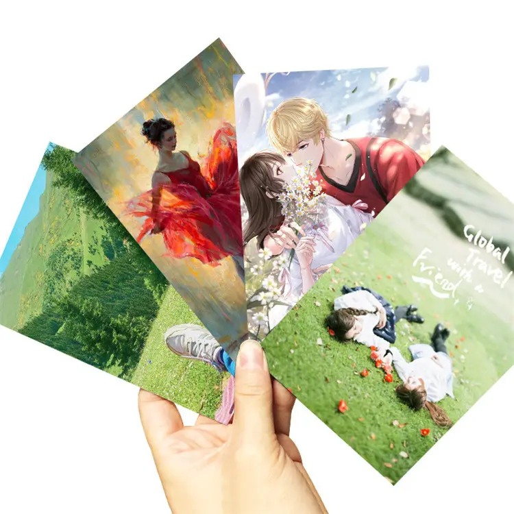 Cheap Custom Gifts Anime Printing Greeting Card Double Paper Postcard Set