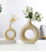 Vase rond en céramique blanc et noir moderne, style nordique, pour décoration de mariage, vase de table