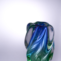 Vase en cristal bleu vert frais, centre de table aquatique printanier pour la décoration de table de Pâques et d'été