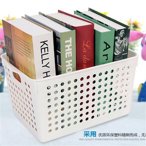 Plastic Storage <b>Basket</b> Rectangle With Handles For Neatening Storage White Color <b>Small</b> Size - Product Image 2