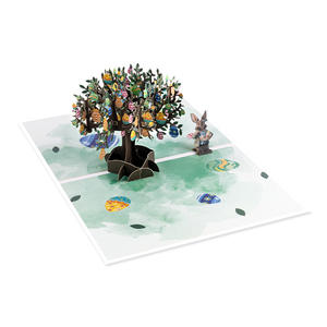 Cartes de vœux de Pâques 2026, nouveau design, cartes en papier 3D faites à la main, lapin avec arbre à œufs, pour enfants, filles, garçons, <span class=keywords><strong>anniversaire</strong></span> - Product Image 3