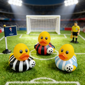 Canard en caoutchouc de football pour enfants, canards sportifs pour le bain, cadeaux d'anniversaire, cadeaux de baby shower, activités en classe, été, plage et piscine - Product Image 4
