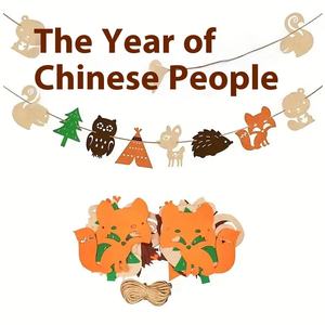 Noël Forêt Animaux Feutre Pliant <span class=keywords><strong>Guirlande</strong></span> <span class=keywords><strong>Dinosaure</strong></span> Forme Sérigraphie Bannière Fête D'<span class=keywords><strong>anniversaire</strong></span> Fournitures Y Compris Animal - Product Image 3