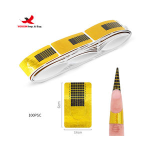 Promoción Nuevo Producto Dispensador de Moldes para Uñas XXL, Logotipo Personalizado OEM, Bandeja de Papel para Arte de Uñas de Aluminio Dorado Económico, 100 Moldes para Uñas - Product Image 2