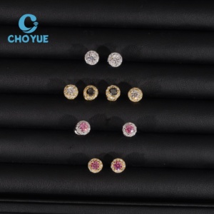 Round Shape <b>Earrings</b> Moissanite 925 Silver 4mm Moissanite Stud <b>Earrings</b> Screw <b>Back</b> Pass Diamond Tester - Product Image 5