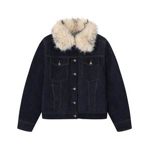 Veste <span class=keywords><strong>de</strong></span> <span class=keywords><strong>travail</strong></span> d'hiver pour chauffeur routier, en toile vintage épaisse délavée, doublée <span class=keywords><strong>de</strong></span> coton, à boutons - Product Image 1