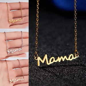 Collier <span class=keywords><strong>Mama</strong></span> plaqué or en acier inoxydable, collier ras du cou avec pendentif cœur délicat pour maman - Product Image 4