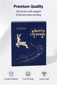 Custom Navy Blue 12 Days <b>Christmas</b> Advent Calendar <b>Box</b> with Drawers Rigid Cardboard Silver Foil Blind <b>Box</b> Mystery Packaging <b>Box</b> - Product Image 6