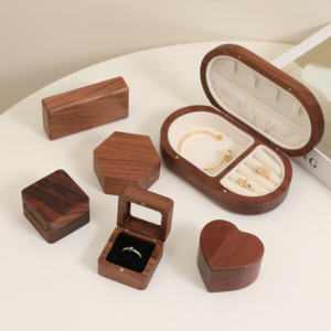 Caja de Almacenamiento Mini de Madera Maciza de Estilo Retro de Lujo, Caja de Regalo Portátil de Terciopelo y Cuero PU para Joyas, Collares, Pendientes y Anillos - Product Image 6