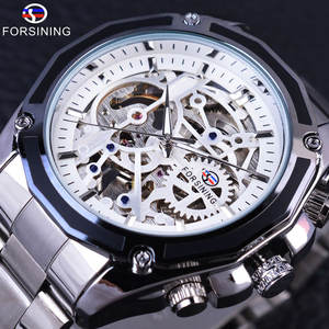 Forsining Heren Skelet Mechanisch Horloge Met Luxe Roestvrijstalen Armband Ovale Kast En 22Mm Bandbreedte Glazen Wijzerplaat - Product Image 5