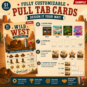 High Definition Custom Western Cowboy Theme 3 Windows Patterns Open <b>Tickets</b> Digital Printing Win Pull Tab Cards - Product Image 6