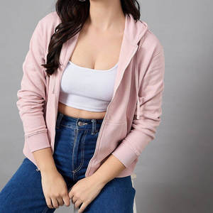 Nuevo diseño de peso ligero para mujer, sudaderas con cremallera, logotipo personalizado, el mejor diseño, sudaderas con cremallera de alta calidad para mujer en diferentes colores - Product Image 6