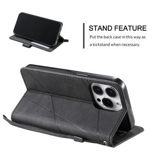 Nouveau sentiment de peau ligne de couture étui en cuir à rabat multifonction pour iphone16 étui de téléphone porte-carte 15Promax - Product Image 2