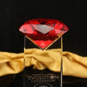 Nouveau Design Crystal Diamond Award Trophée pour Cadeaux/Red Diamond Trophy Awards/l Trophée en verre vierge Boîte cadeau transparente sculptée en 3D - Product Image 6