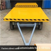 Remolque de Plataforma Plana de Alta Resistencia, Capacidad de 1-50 Toneladas, Vehículo de Transporte de Materiales, Remolcado por Montacargas, con Dimensiones Personalizables