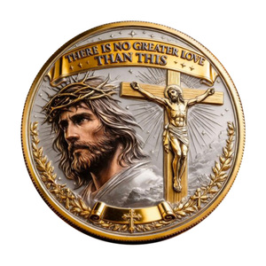 Pièce commémorative de la crucifixion et de la résurrection de Jésus « Il n'y a pas de plus grand amour que celui-là » Artisanat métallique Cadeau de collection - Product Image 3