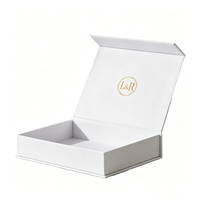 Boîte d'emballage rigide pliable blanche minimaliste avec impression personnalisée sur film intérieur, expédition à plat, doublée d'éponge, recyclable, pour produits de soin de la peau