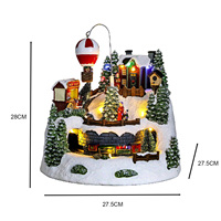 Ensemble d'artisanat en résine fait main, sculpture de village de Noël personnalisée, train lumineux à LED, montgolfière, ange, modèle animal, cadeaux