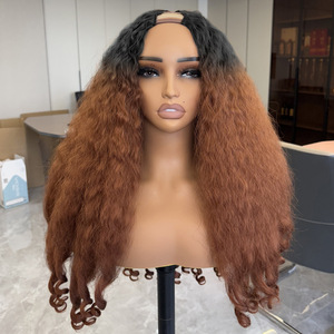 Ombre <strong>V</strong> <strong>Part</strong> Afro <strong>Wig</strong> High-Temperature Heat Resistant Fiber Synthetic Hair High Quality Glueless <strong>Wigs</strong> - Product Image 6