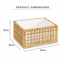Panier à linge en bambou ventilé durable à prix d'usine avec insert en tissu blanc pour rangement de salle de bain