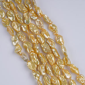 Perles de Zhuji en gros, 7-10 mm, perles d'eau douce recyclées dorées, chaîne de perles naturelles, accessoires de bijoux DIY avec perles colorées - Product Image 5