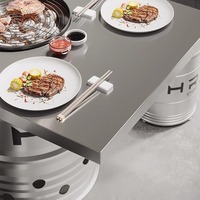 Table de gril de barbecue coréen coréen sans fumée d'intérieur de charbon de bois de forme carrée