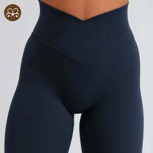 Running Fitness Sport V Cut Leggings Women Yoga Tummy Control Leggings Women High Waist Hip Lift Tight Pant