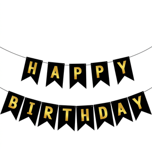 Bannière d'anniversaire en forme de queue de poisson tendance, en papier bronzé, imperméable, pour décorations de fête Joyeux Anniversaire - Vente en gros usine - Product Image 1