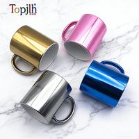 Tasse en céramique plaquée Topjlh 11oz vierge pour sublimation, compatible lave-vaisselle, pour impression par transfert thermique, vente en gros