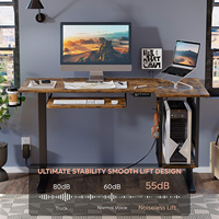 AJUNION 58 "W électrique réglable en hauteur bureau debout table de bureau d'angle bureau assis avec plateau à clavier et étagère hôte CPU