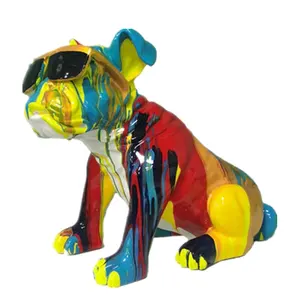 Sculture Bulldog a grandezza naturale in resina di tipo Bully per la decorazione
