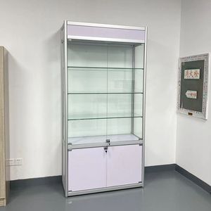 ארון תצוגה מודרני ממתכת עם תאורת לד ומדפי אחסון, ידידותי לסביבה ועומד באופן עצמאי לחנויות ותערוכות - Product Image 2