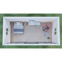 Maison Modulaire Préfabriquée Moderne Blanche en Conteneur, Studio, Tiny House, Structure en Acier, Façade Entièrement Vitrée, Entièrement Meublée