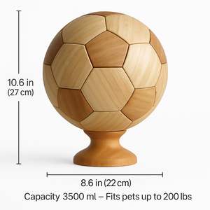 Bambu Futbol Topu Şeklinde Evcil Hayvan Kremasyon Urnesi, Köpekler ve Kediler için El Yapımı Anıt Urnesi, Büyük Kapasiteli Evde Sergileme - Product Image 2