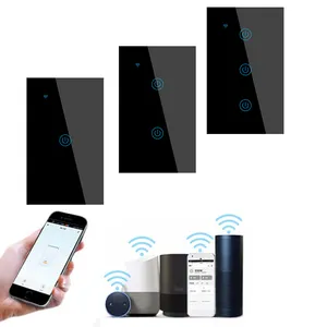 DS-121 Wifi 4 Gangs US Standard Touch Screen Glass Smart Light Switch Remote Control With Alexa Google Home Voice Time Function