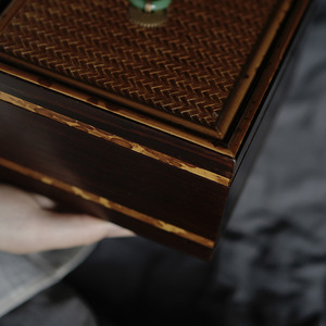 Bamboo Craft Storage Box With <b>Jade</b> <b>Ring</b> Lid For Jewelry Chinese Style 1-3L Capacity - Product Image 4