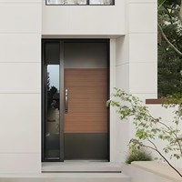 Puerta de Entrada Abatible de Aluminio Fundido Personalizada de Fábrica, Impermeable, con Aislamiento Acústico, Puerta Principal para Villa con Vidrio Lateral, Cerradura Inteligente, OEM ODM Personalizado