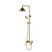 Colonne de douche apparente gris anthracite 4 fonctions en cuivre pour salle de bain, avec douche pluie, douchette à main, étagère, bidet, finition céramique et LED