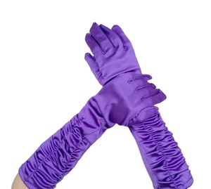 Gants de soirée pour femmes, couleur unie, longs doigts en Satin pour les événements, les activités, rouge, blanc, gants de <span class=keywords><strong>mariage</strong></span> - Product Image 2